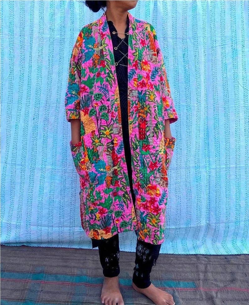 GYPSY STUDIO – wholesale Kimono – Women's – Frida Kahlo Kantha Jacket Indian Handmade Japanese Kimono