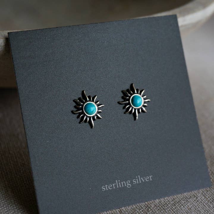 Sowell Jewelry - Wholesale Stud/Post Earrings - Sunburst Turquoise Silver Earrings1
