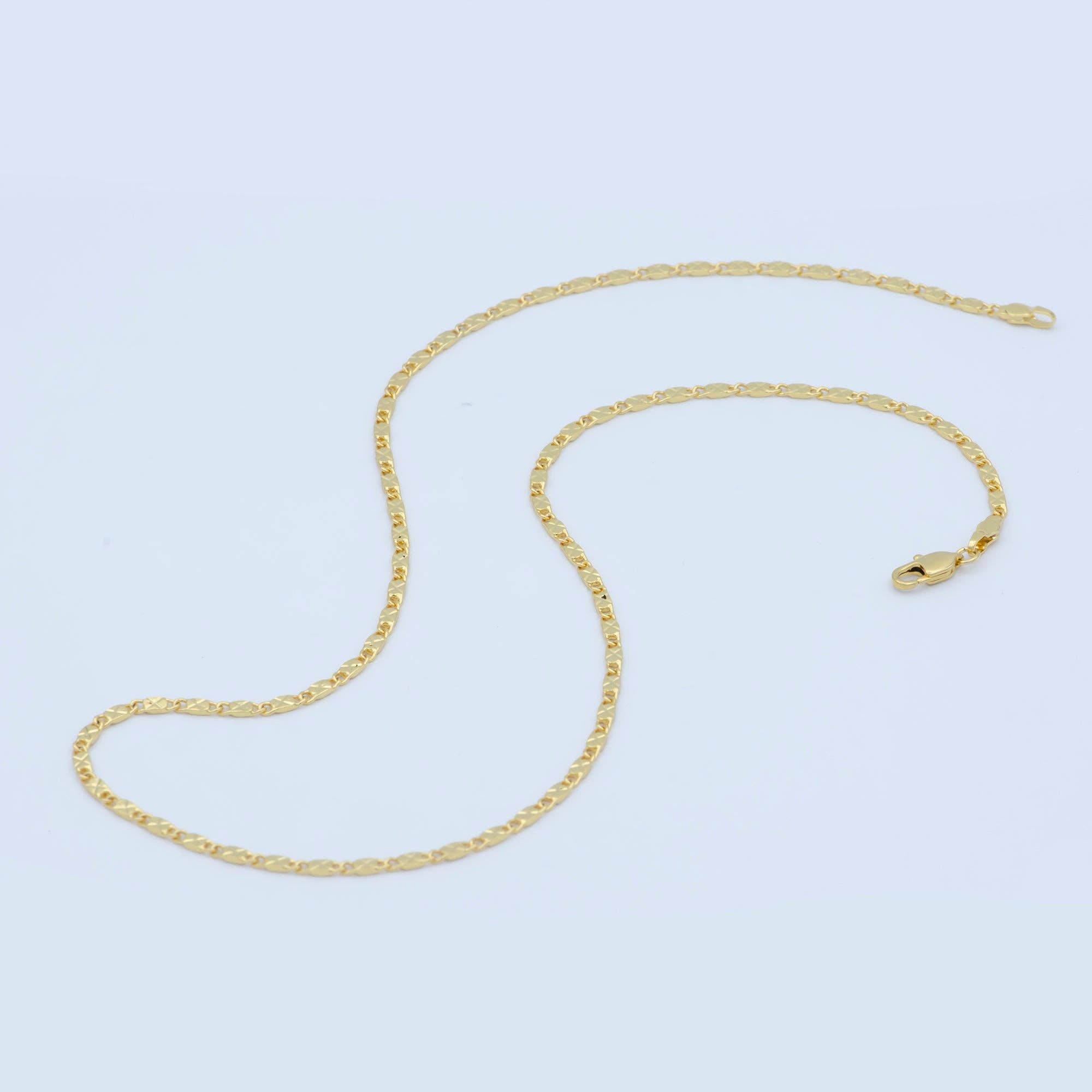 Aim Eternal – wholesale Link & chain necklace – 18" Gold Filled 2.2mm Sunburst Textured Link Chain Necklace1
