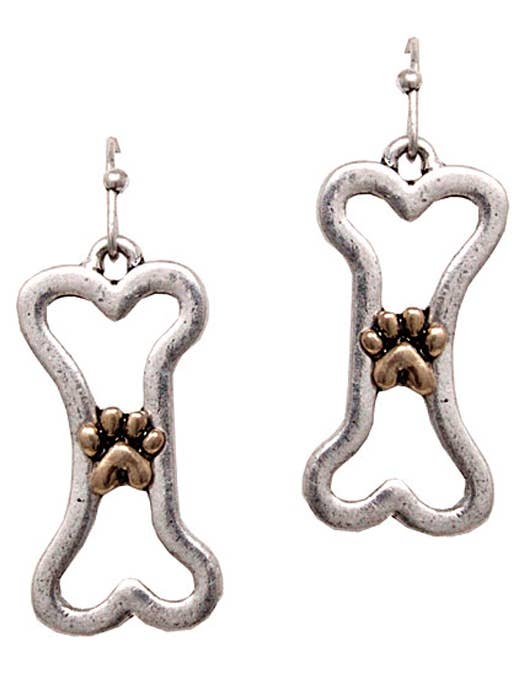 ( U661 ) PENDIENTE DE HUESO CON HUELLA DE PATA para venta al por mayor de Jewelry Max