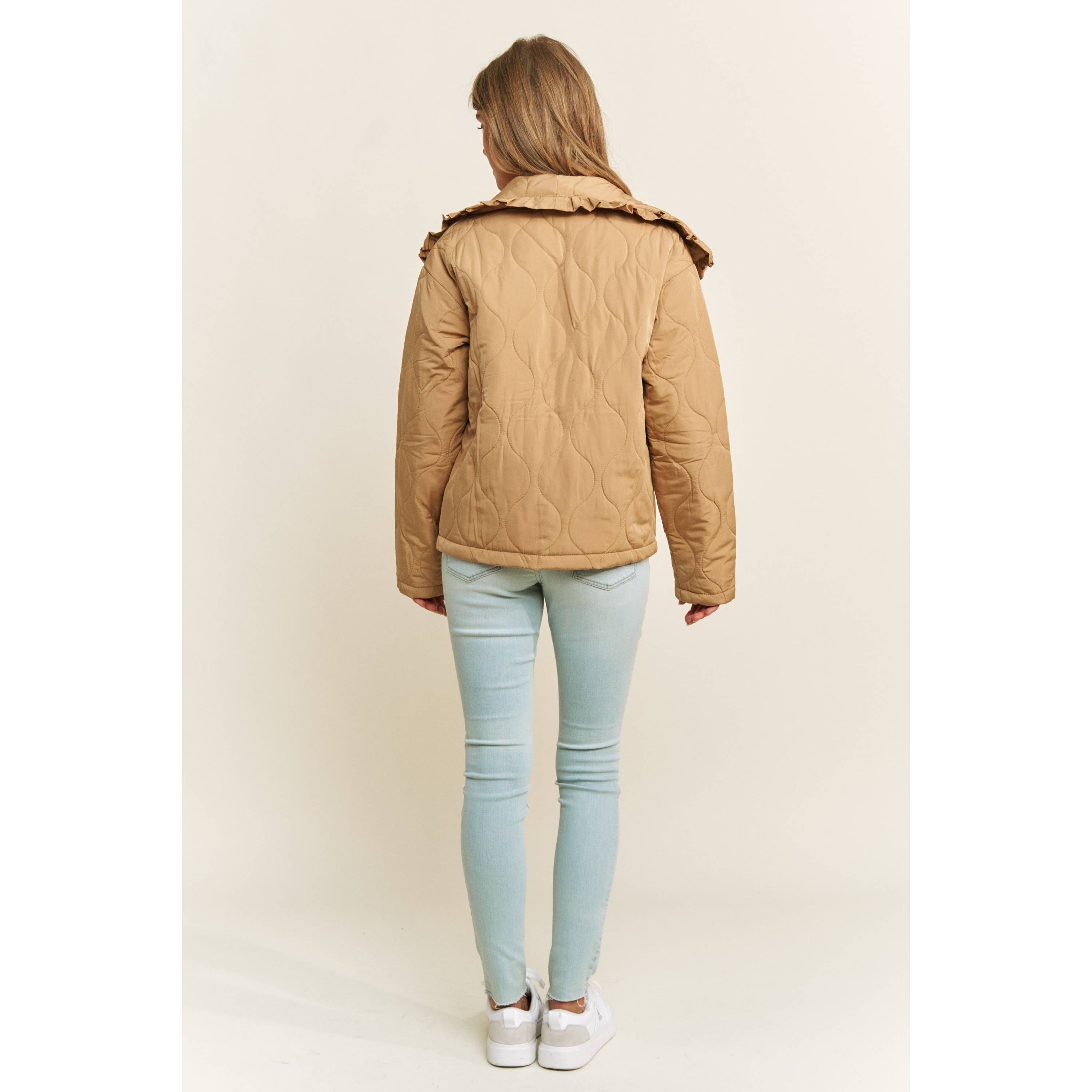 Sweet Generis - Wholesale Jacket - Women's - RUFFLE EDGE DETAIL QUILTED LOOSE FIT JACKET8