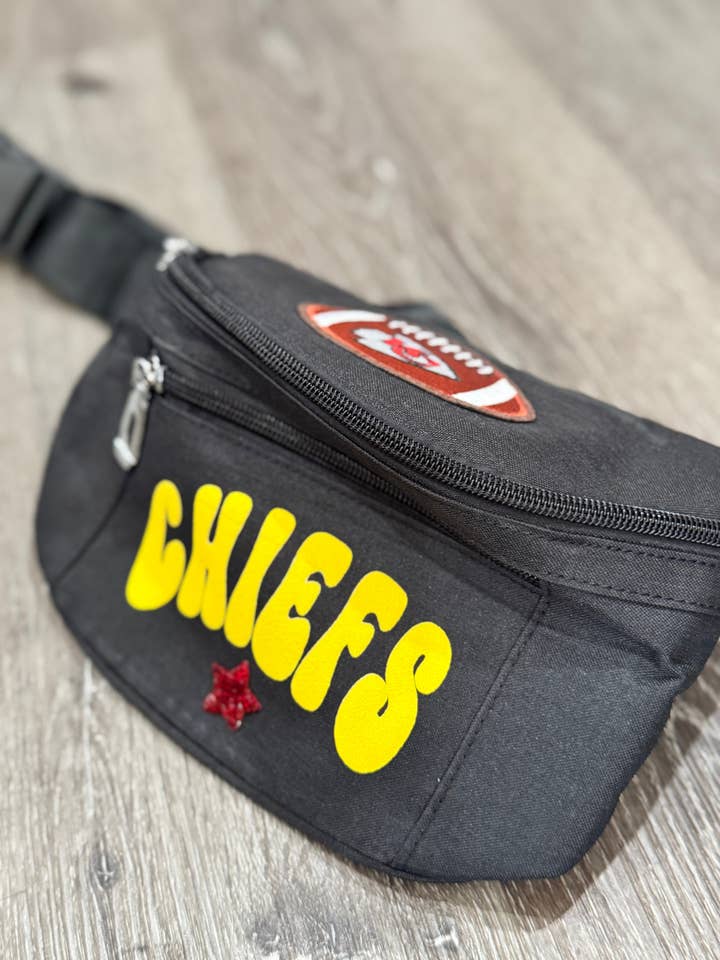 KC Chiefs Black Canvas Fanny Pack Bag for wholesale by Patchwrx Customs Hat Bar
