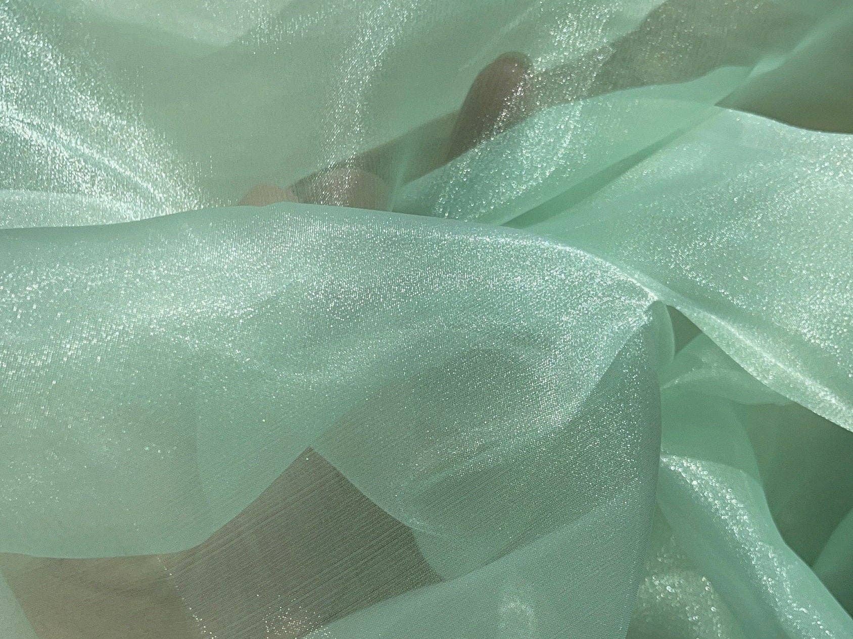 GalaTextile – wholesale Fabric – Mint Crystal Organza Fabric By the Yard, Green Organza, Light Green Organza, Glitter Organza Fabric, Soft Organza Fabric, Mint Sheer Fabric2