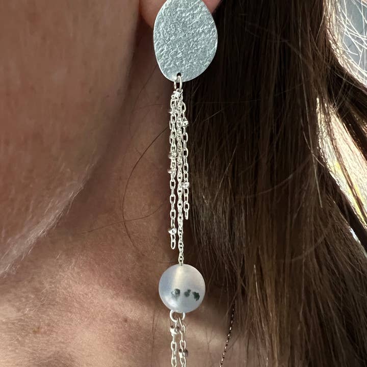 stone fringe earrings for wholesale by Iris Noire Designs