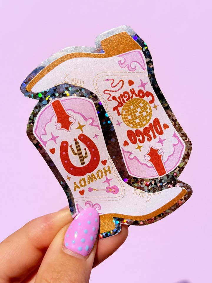 Autocolante Brilhante de Botas de Vaqueira Disco por atacado de Printed Weird