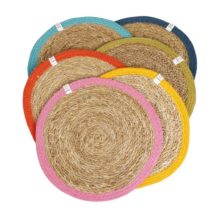 Set of 6 Seagrass & Jute Tablemats - Rainbow for wholesale by Green Pioneer: A Slice of Green + ReSpiin