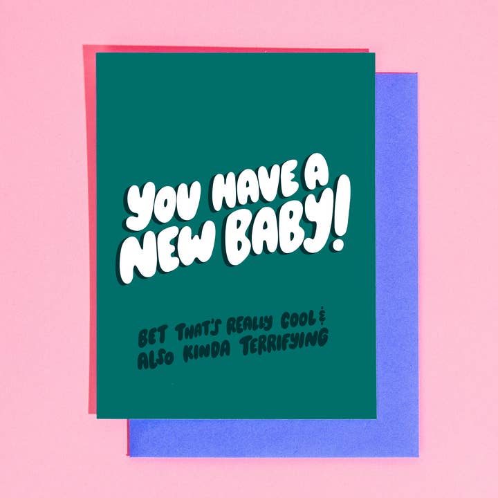 Cool and Terrifying New Baby Card- UPDATED VERSION AVAILABLE for wholesale by Your Gal Kiwi