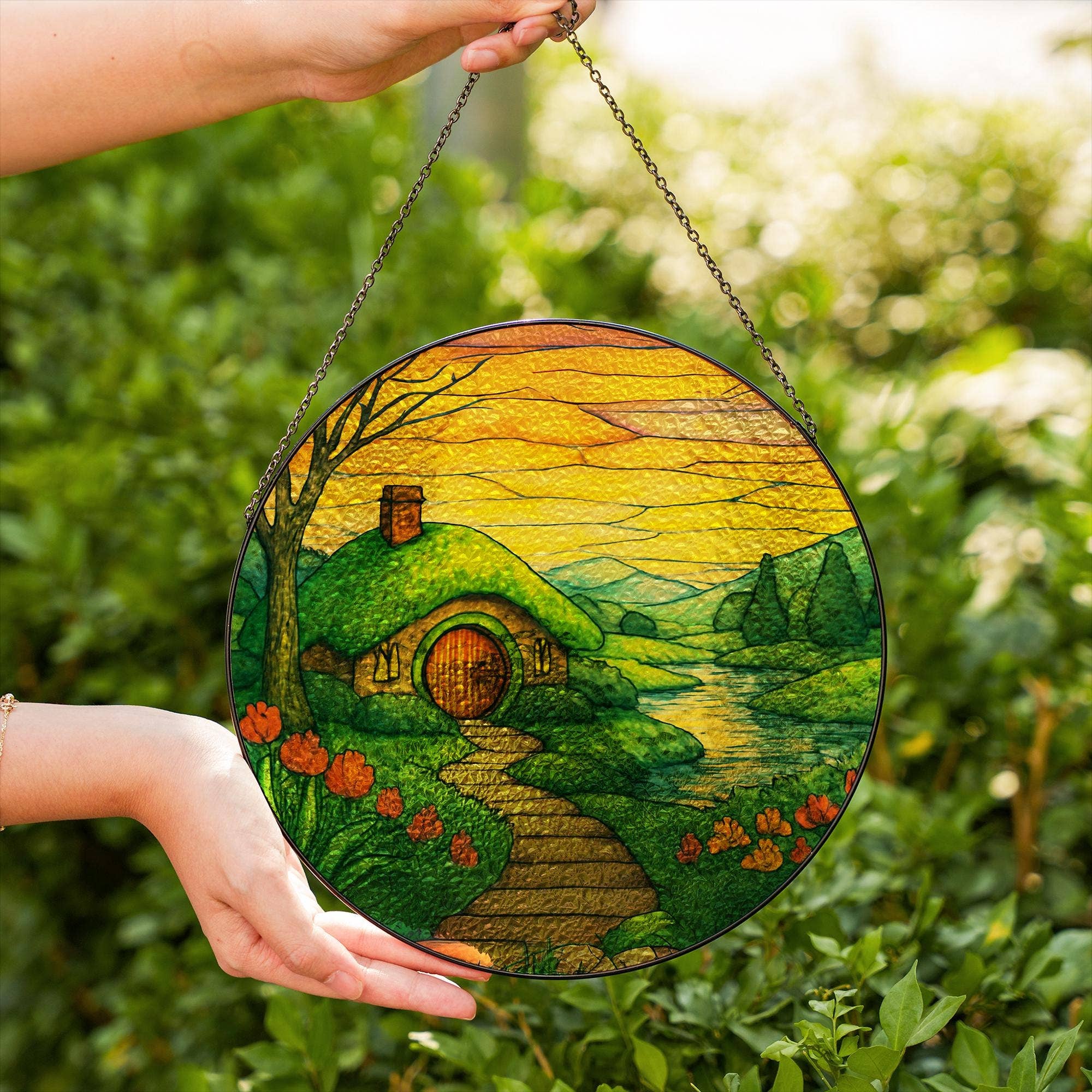 NVC Ecommerce LLC - Wholesale Suncatcher - The Shire Stained Glass Suncatcher, Hobbit House Decor4