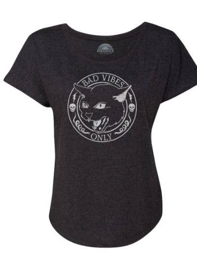 Women's Bad Vibes Only Scoop Neck T-Shirt for wholesale by Boredwalk