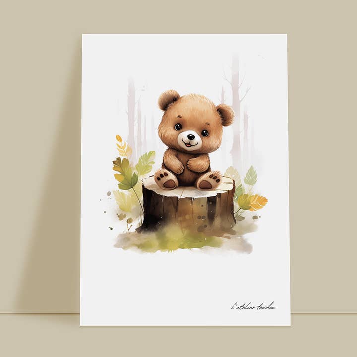 Muurdecoratie voor de slaapkamer van een baby teddybeer - thema met bosdieren voor wholesale door L'atelier Toudou