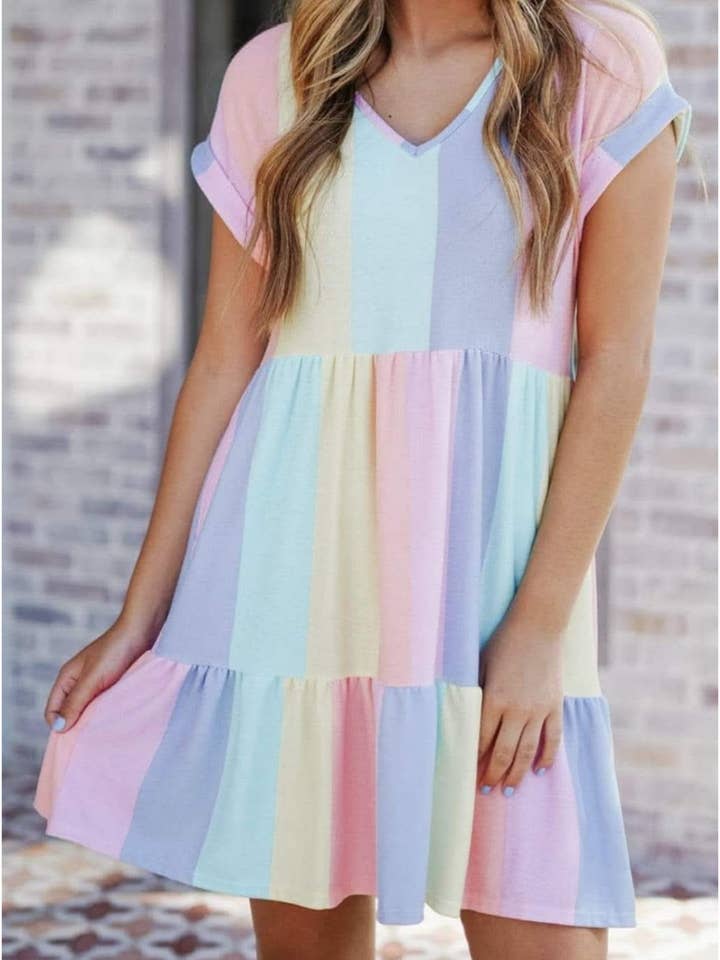 Pastel Color Block Dress for wholesale by TOO CHIC BOUTIQUE & CO. LLC