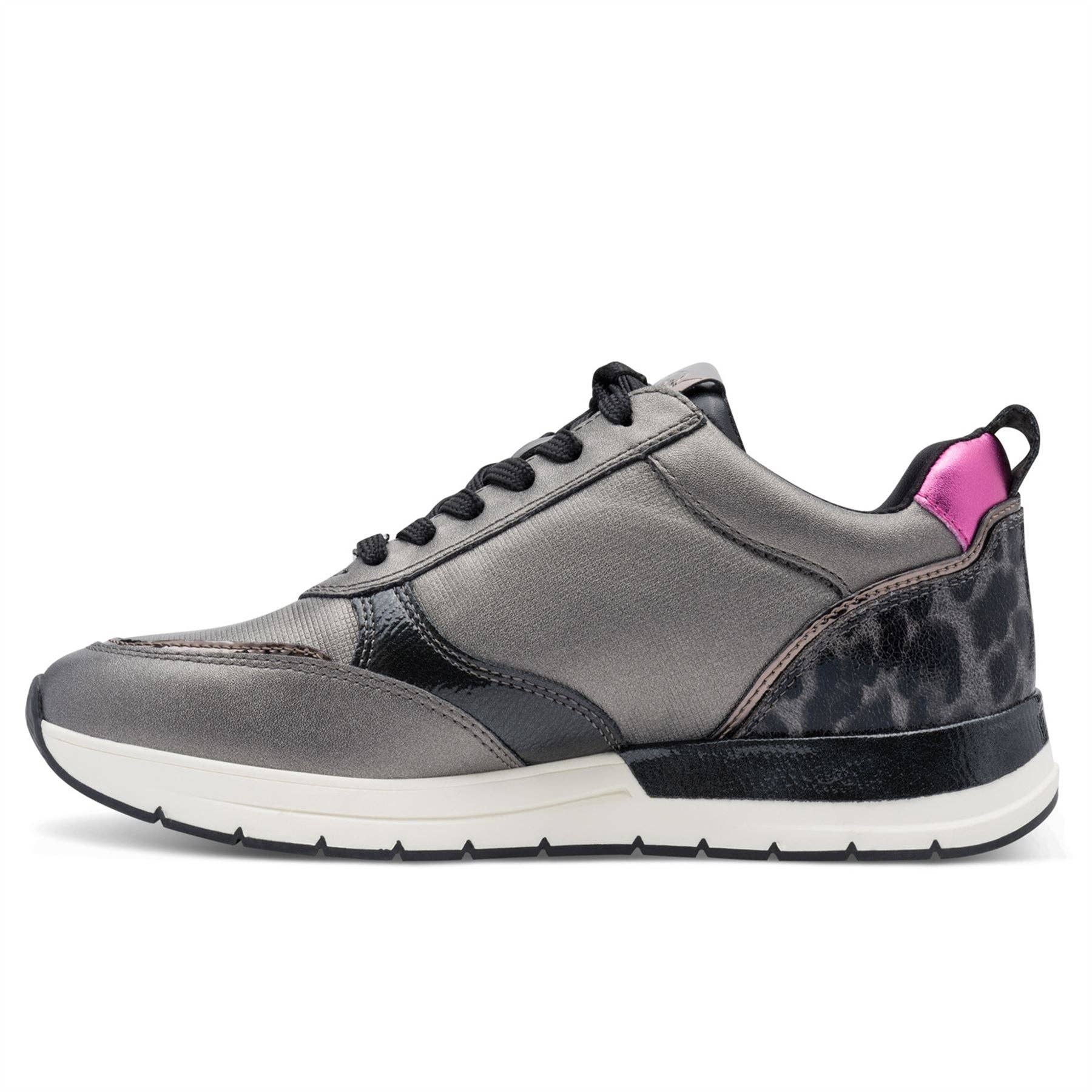 Tamaris Womens Pewter Silver Pink Fashion Lace-up Zipped Sneakers Trainers for wholesale on Faire3