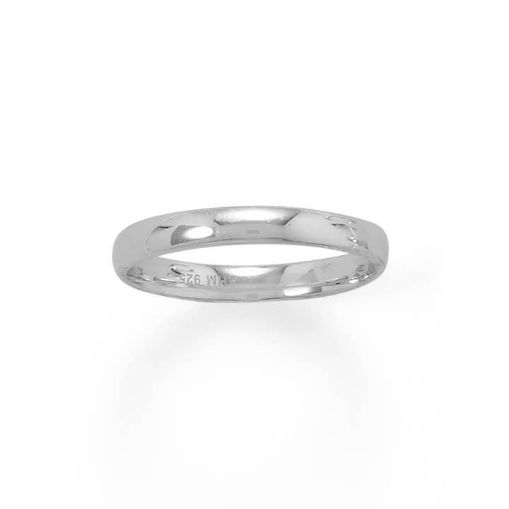Rhodium Plated 3mm Band for wholesale by Silver Stars Collection