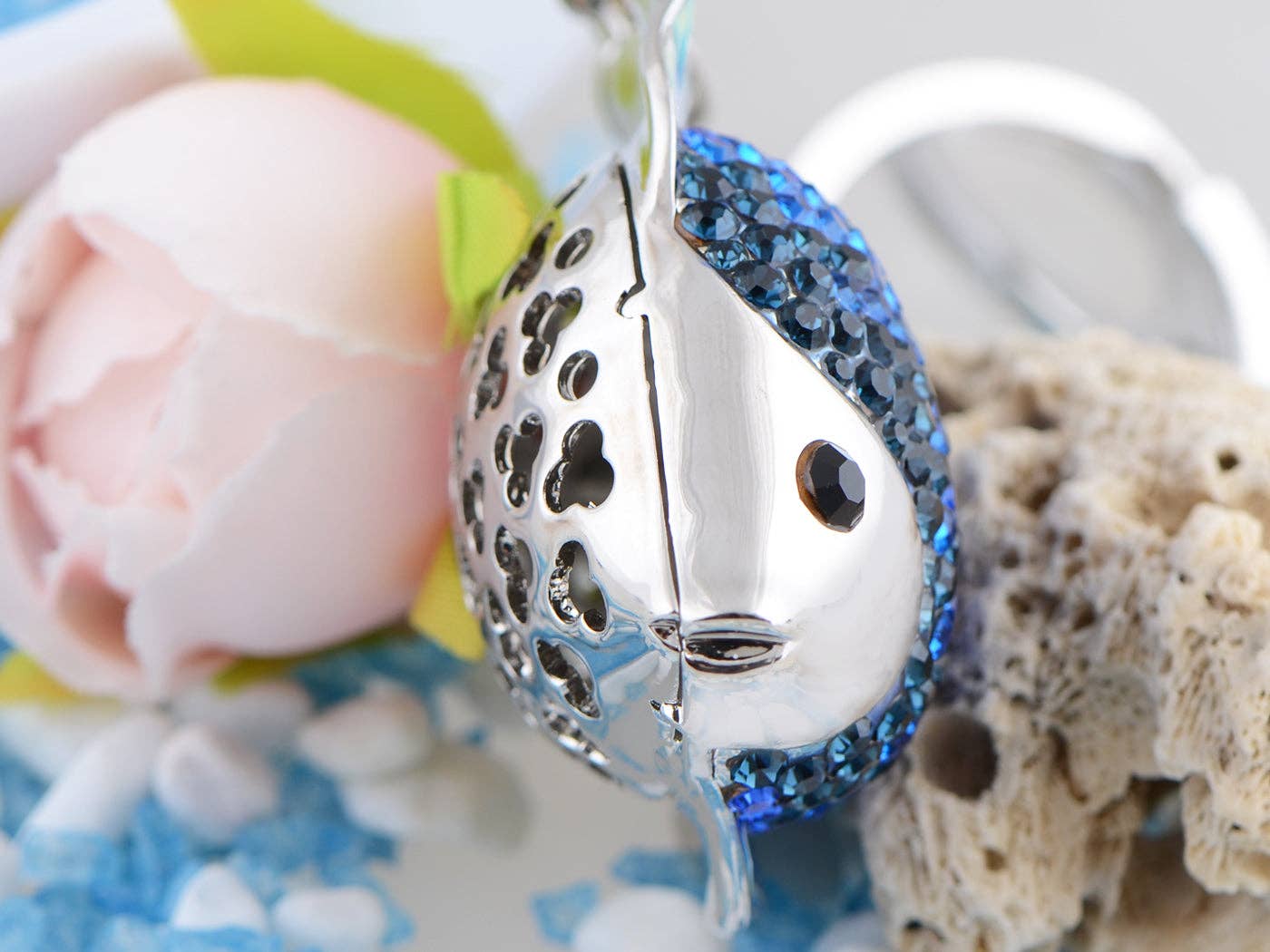 AK Brand – Porta-chaves - Mulher por atacado – Chaveiro Swarovski Crystal Fire Opal Angel Piranha Peixe9