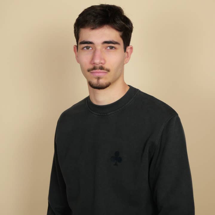 Vintage Black Sweatshirt – Matte Black Clover for wholesale by monsieurbarr