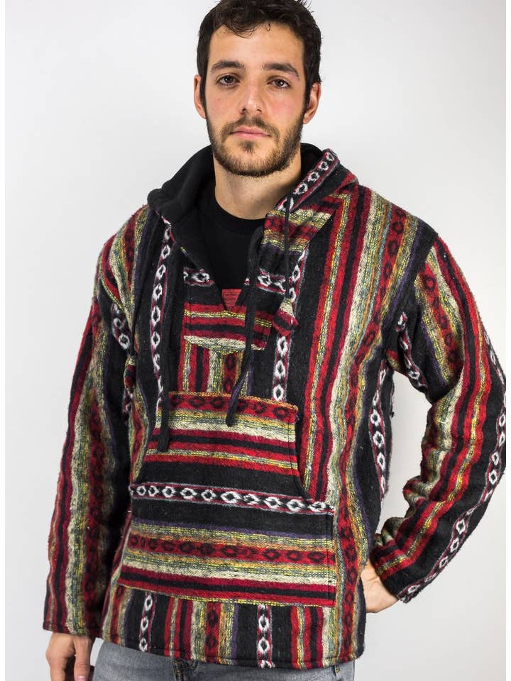 HimaOriginals - Wholesale Hoodie - Heren - Zwarte Hippie Traditionele Nepalese Gheri Katoenen Stof Hoodie