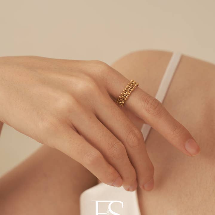 Furano Studio - Wholesale Band/Stacked Ring - 18K Gold Plated Twisted Band Ring, Stacked Band Ring