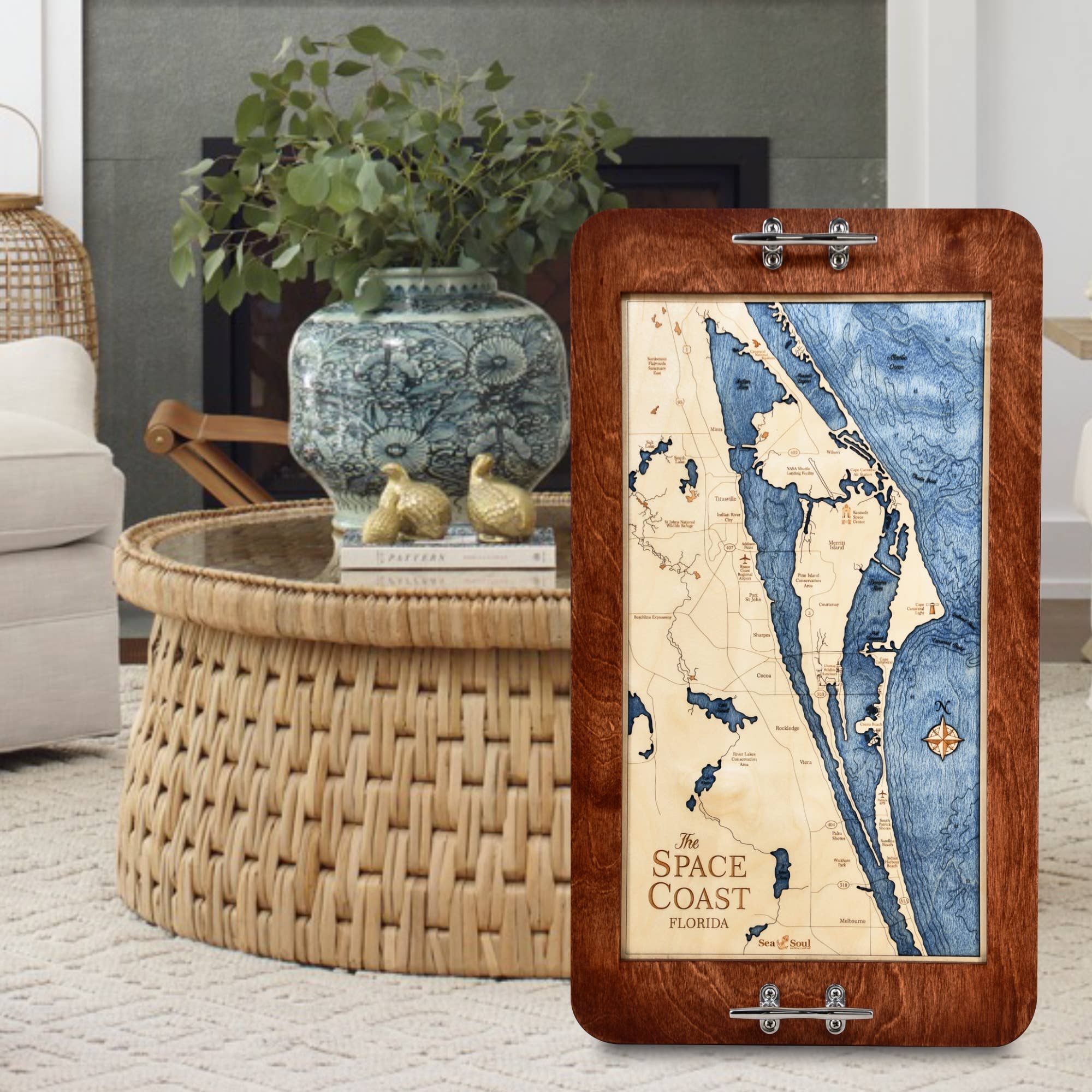 Sea & Soul Nautical Chart Art – Großhandel Serviertabletts – Küsten-Florida Nautische 3D-Holzkarte Serviertablett & Wandkunst34