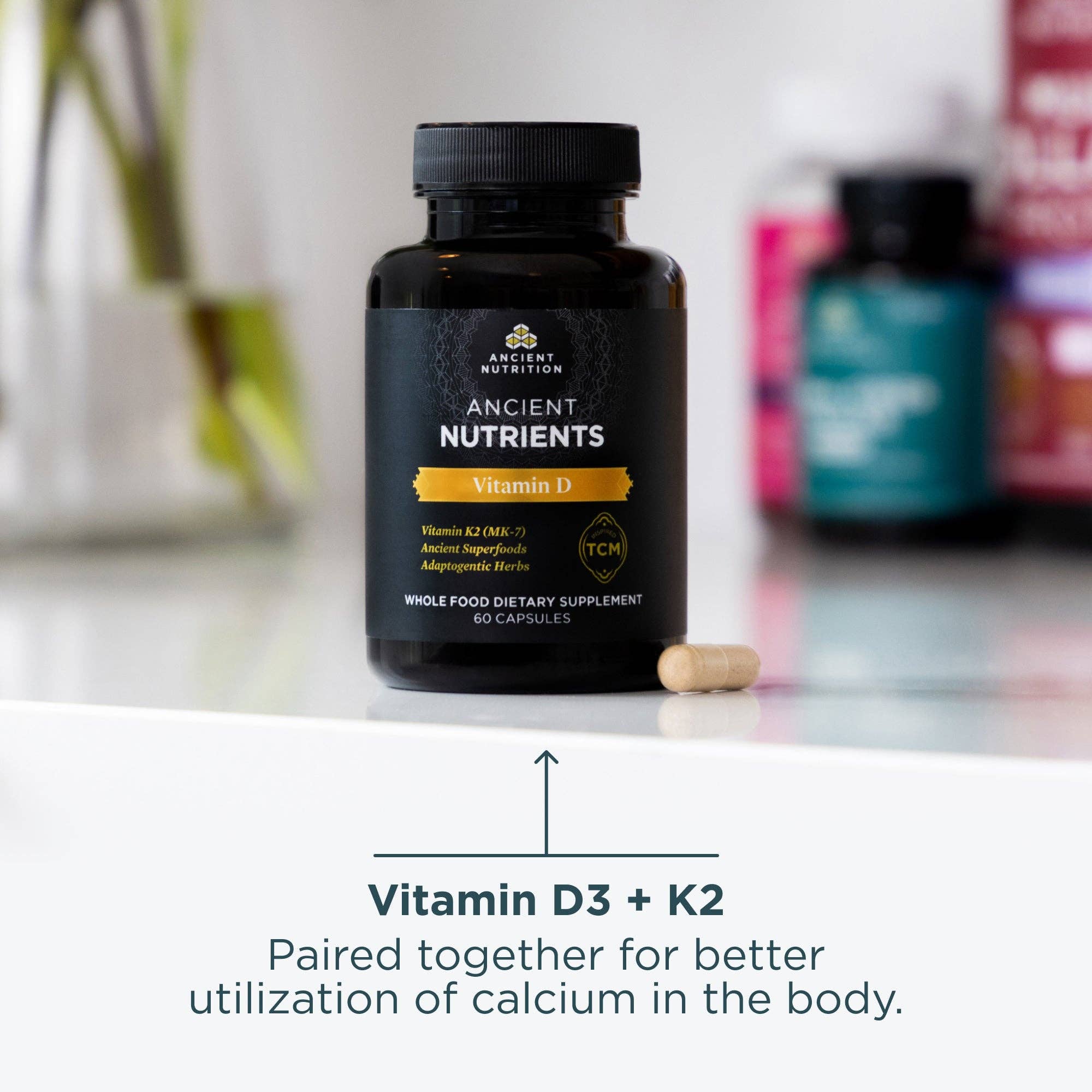 Noir Nutriments Anciens Vitamine D3 + K2 | Gélules (60 Gélules) en vente sur Faire2