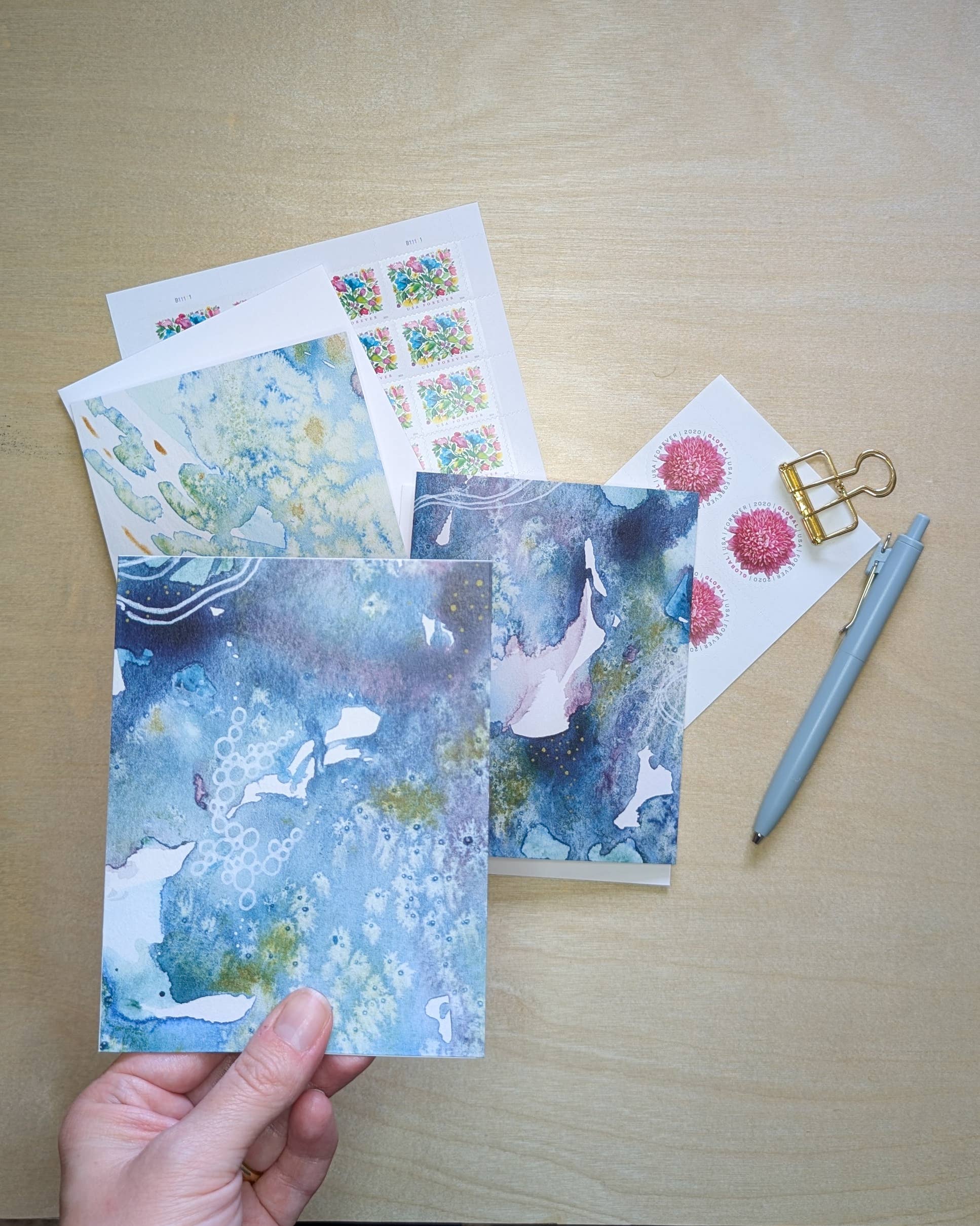Emma J Rivers - Wholesale Everyday Greeting Card - Nature-Inspired Abstract Watercolor - A2 Card - Blank Inside1