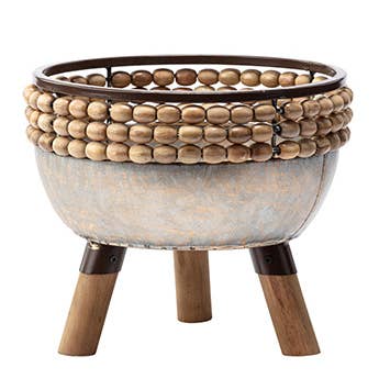 Napco - Wholesale Plant Pot - Planter, Footed Galvanized Beaded Item # 14838 LIMITED