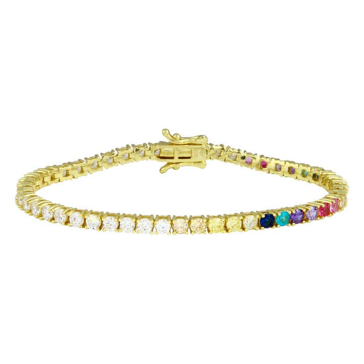 Pulseira Half Rainbow Ténis por atacado de JTG Jewelry