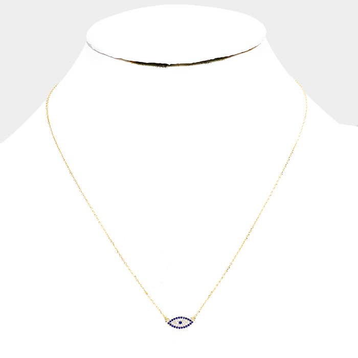 Sensibling Corp. – Colar pingente/pendente por atacado – CAIXA SECRETA_Colar com Pendente de Olho Grego em CZ Banhado a Ouro 14K1