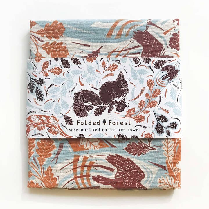 Cotton Tea Towel - Squirrel for wholesale by Folded Forest