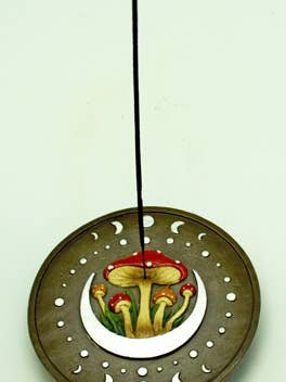 Round Mushroom/Moons Incense Burner for wholesale by Fantasy Gifts