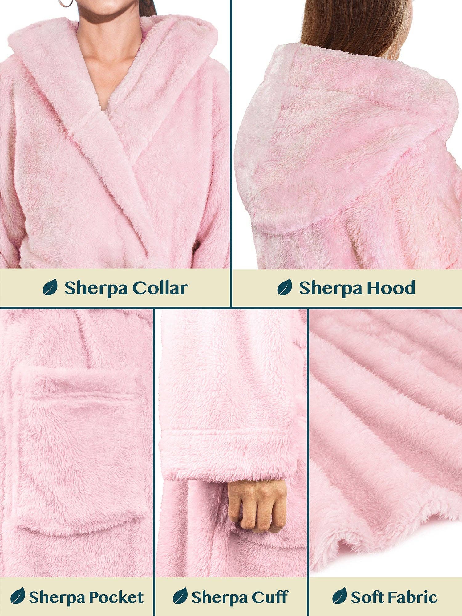 Pavilia - Wholesale Robe - Women's - Women's Sherpa Fluffy Robe with Hood46