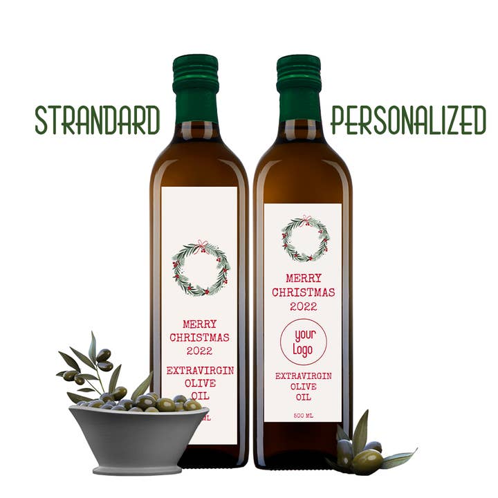 Olio Extra Vergine di oliva idea regalo Natale Bespoke label per la vendita all'ingrosso da parte di Bottle-up