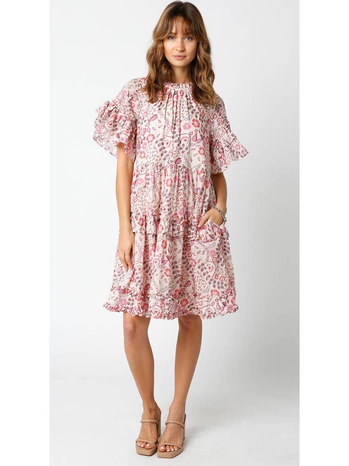 Cream Pink Adrienne Dress for wholesale on Faire3