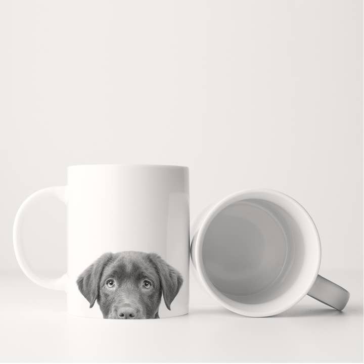 Peeking Lab Puppy (Chocolate) Mug for wholesale by Perkie Prints