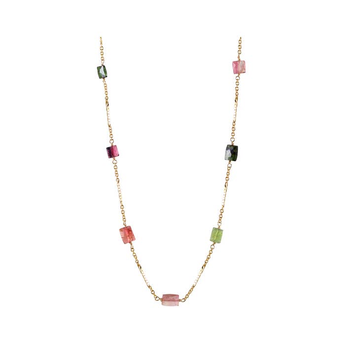 N-3975 TOURMALINE RECTANGLE NECKLACE for wholesale by Alicia Van Fleteren Jewelry Design