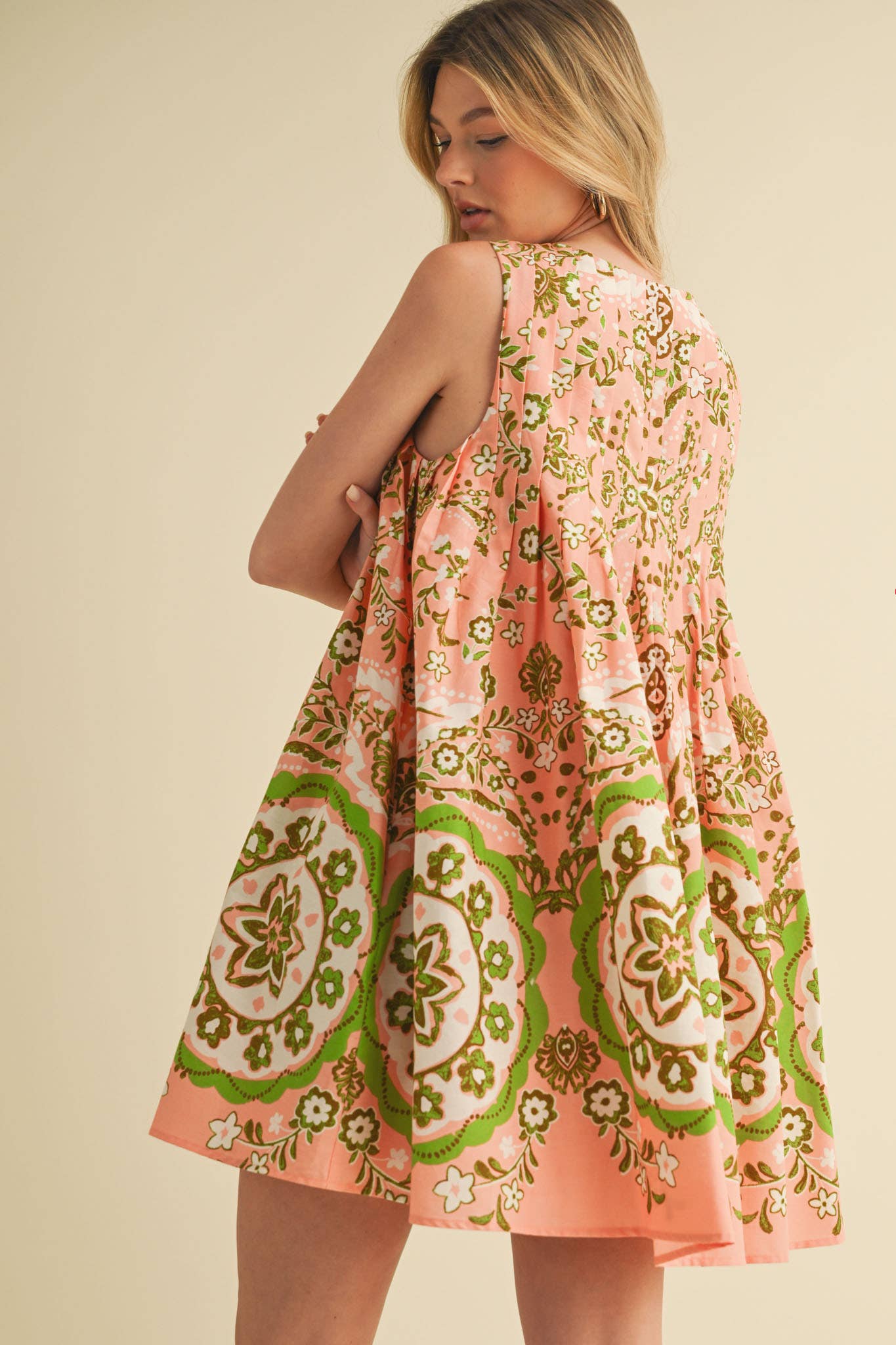 &MERCI - Wholesale Dress - Women's - EXCLUSIVE PRINT MINI DRESS WITH PLEATING MDR408616