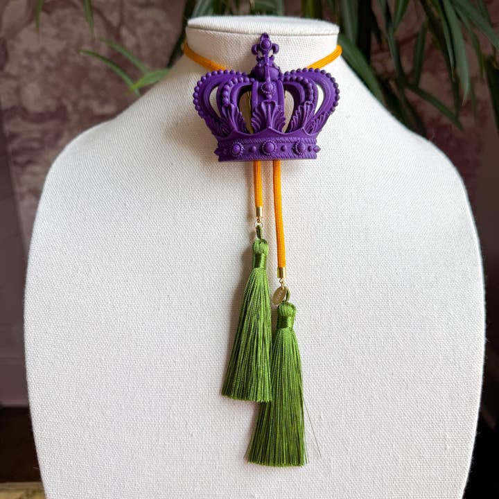 Kroon Bolo Diep Paars met Goudgeel & Olijfgroen voor wholesale door Rahya Jewelry Design