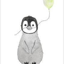 Wander by Elise - Wholesale Birthday Card - Postcard - Penguin with balloon