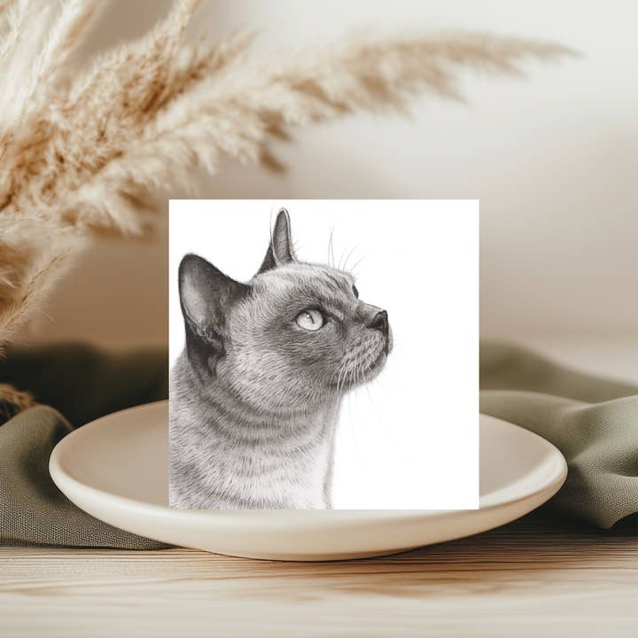 Lola the Cat Hand Drawn Greeting Card for wholesale by Libra Fine Arts