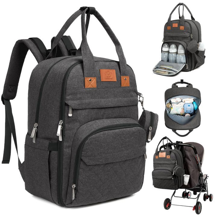 Charcoal KeaBabies Rove Diaper Backpack for wholesale on Faire