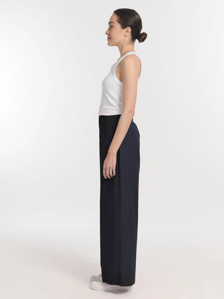 LABDIP - Wholesale Pants - Women's - Wide Trousers in Elasticated Poplin UKA Carbon