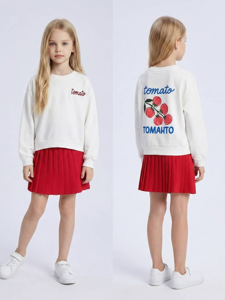 Set met katoenen sweatshirt en plooirok voor meisjes voor wholesale door MINI MIGNON PARIS