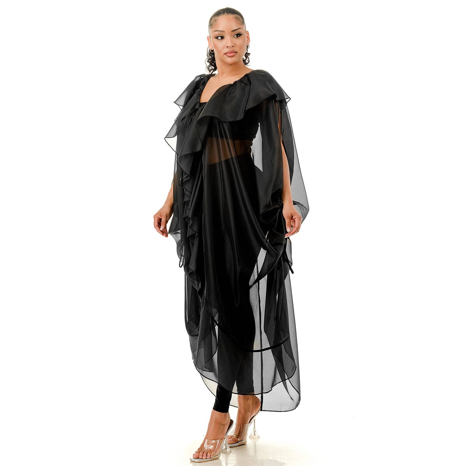 Black Pearl Clothing - Wholesale Dress - Women's - WHISPERS OF MYSTERY RUFFLED DRESS

 PLUS2