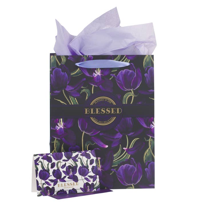 Christian Art Gifts - Wholesale Gift Bag - Gift Bag w/ Card LG Portrait Blessed Luke 1:45