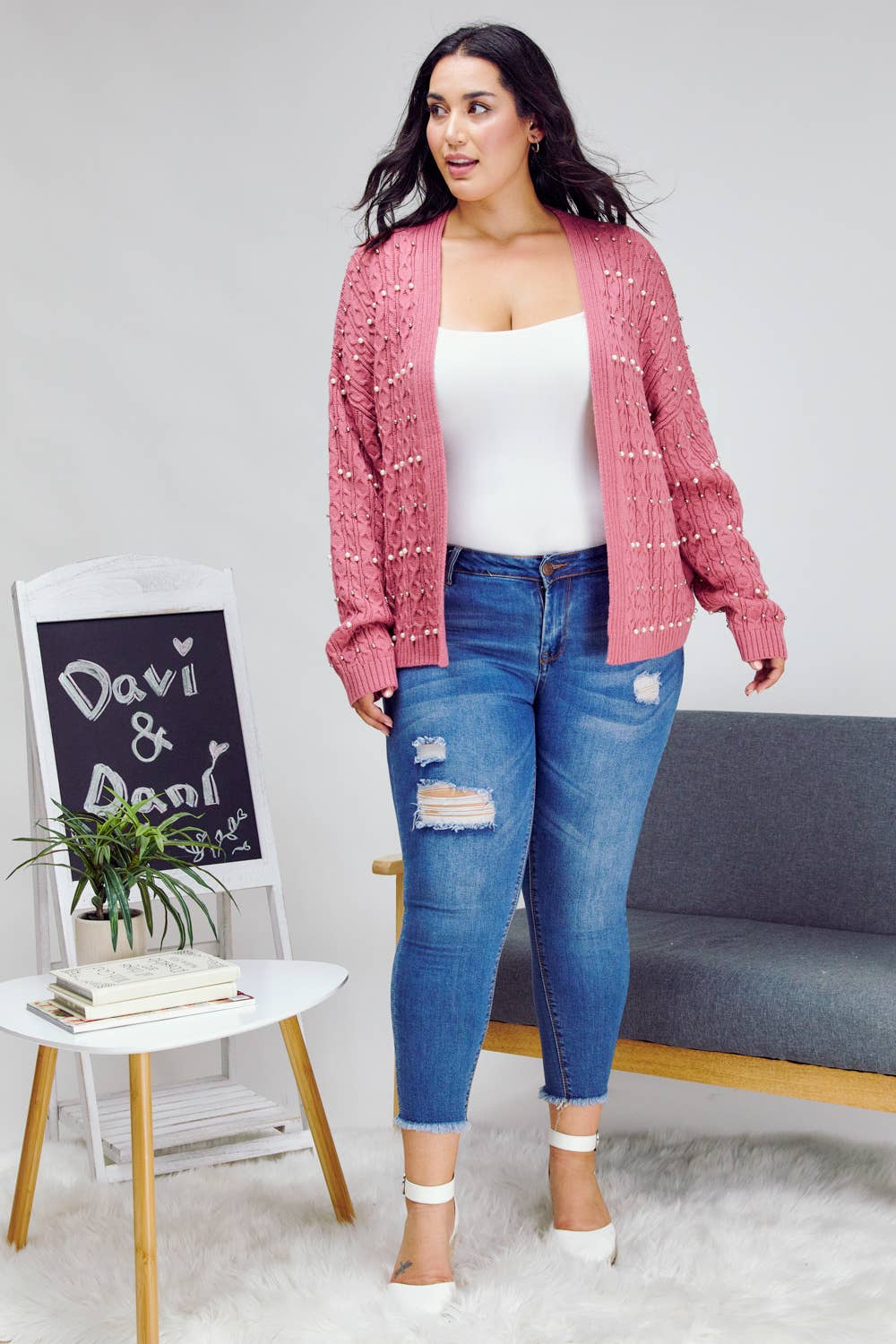 Davi & Dani - Wholesale Cardigan - Women's - PLUS PRINTED LONG SLEEVE CARDIGAN17