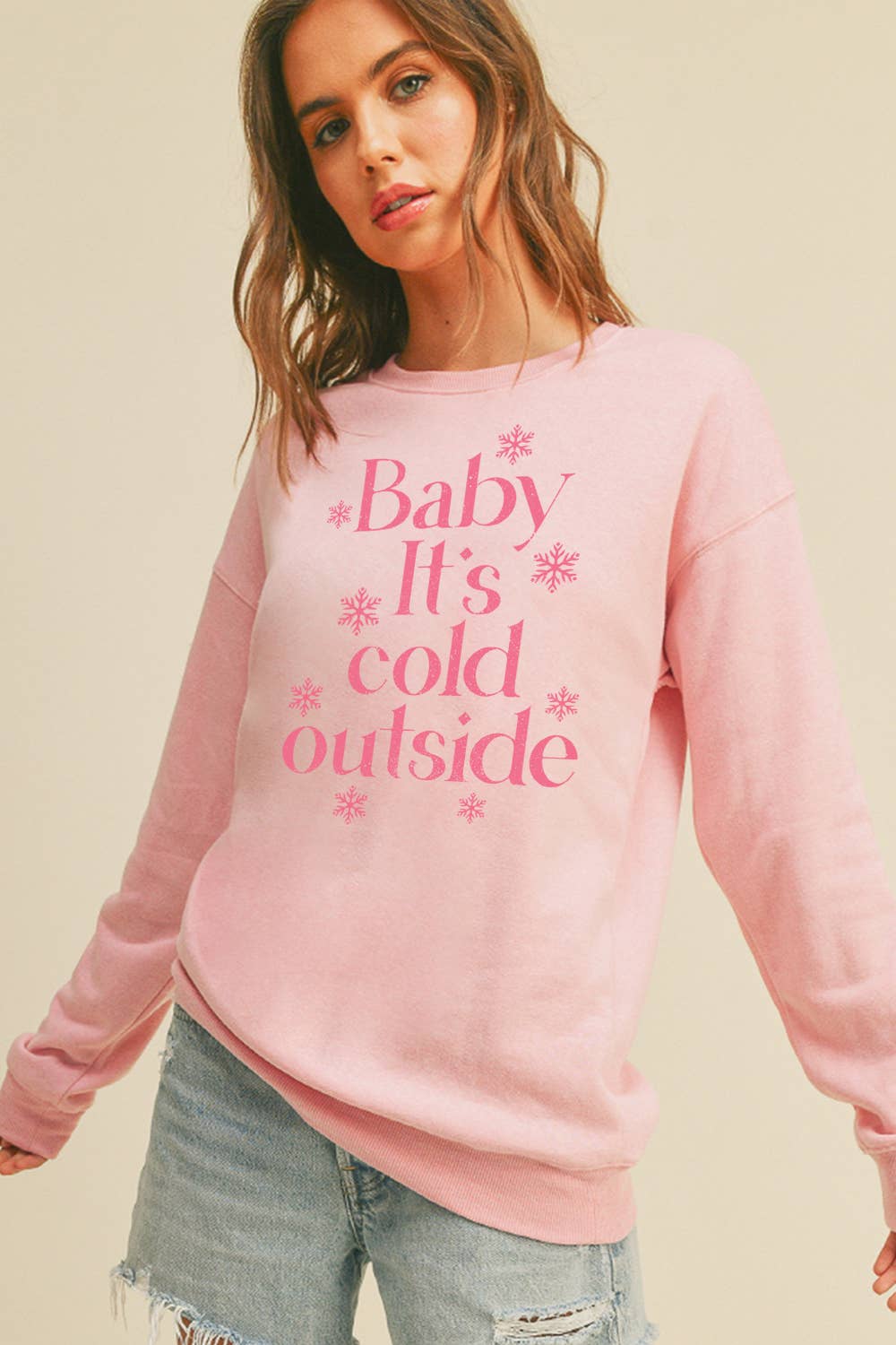 Honestee - Wholesale Sweatshirt - Women's - Baby It's Cold Outside Long Sleeve Sweatshirt6