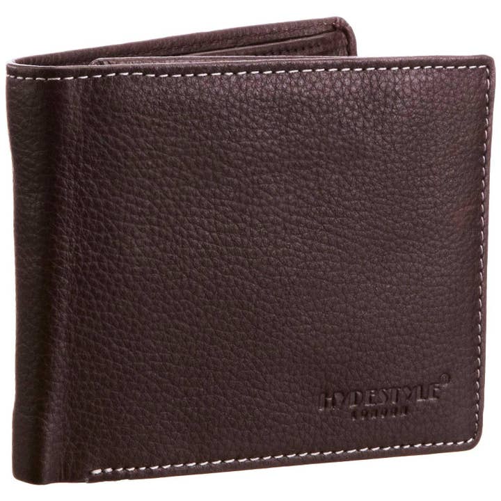 Pratico - Portafoglio a tre ante in pelle con documento d'identità da uomo #GW51 Brown per la vendita all'ingrosso da parte di Hydestyle London