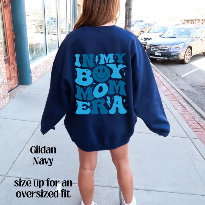 Navy In My Boy Mom Era Front & Back for wholesale by XO, Hannah