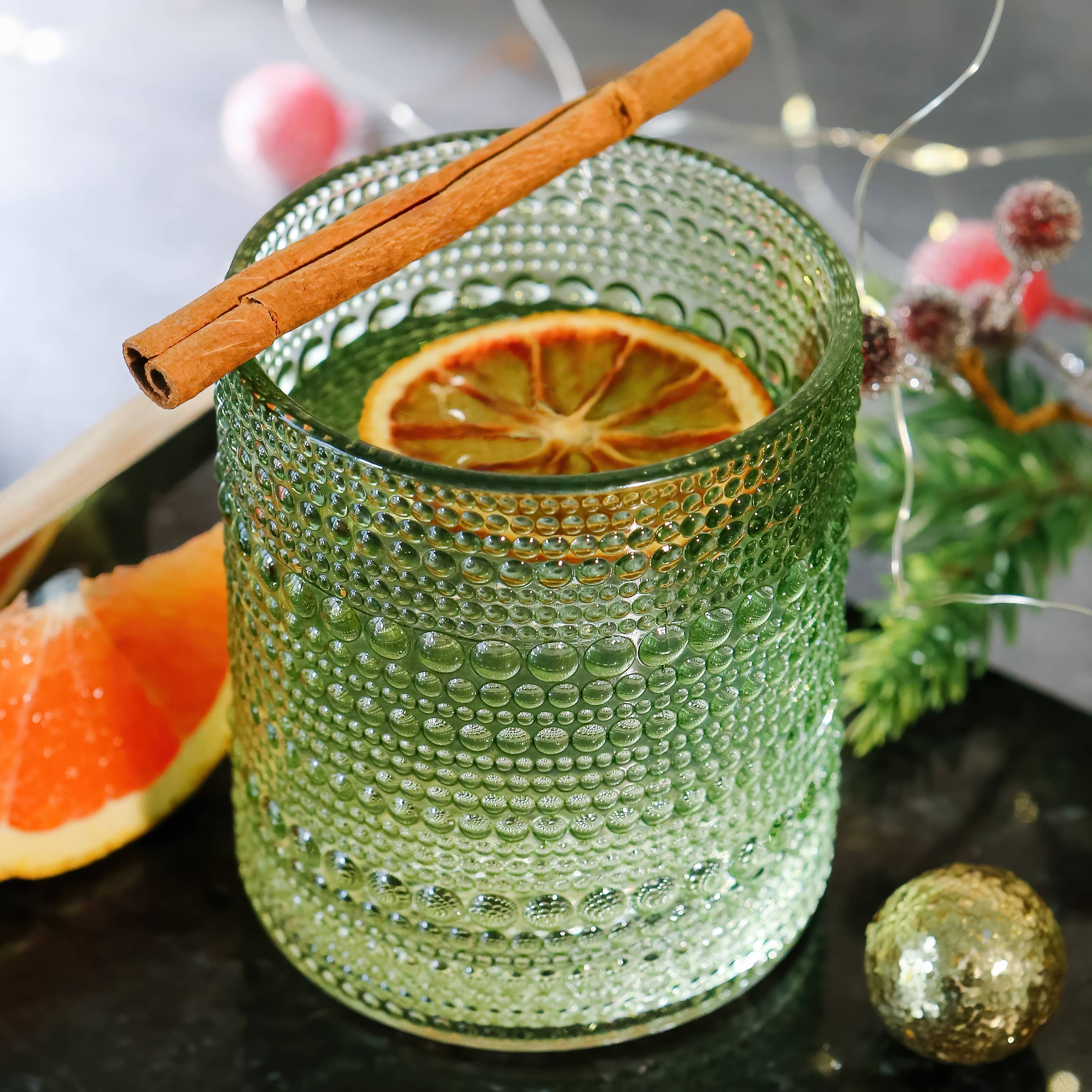 Kate Aspen - Wholesale Cocktail/Liquor Glass - 10 oz Beaded Sage Green Old Fashion Drinking Glass Set of 62