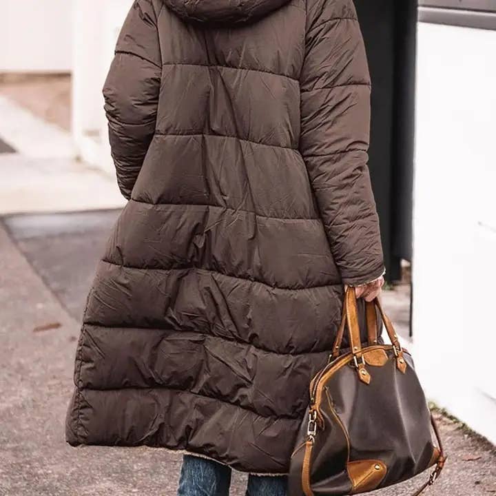 Katinki - Wholesale Coat - Women's - Long Hooded Puffer Coat with Quilted Design7
