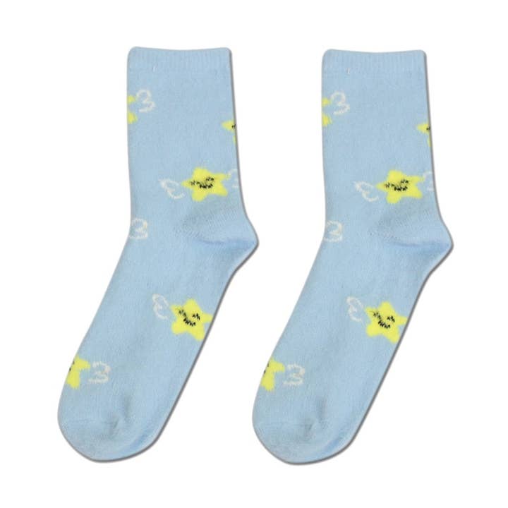 FURRY STAR PRINT ANKLE SOCKS for wholesale by Girly